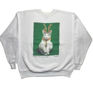Vintage Christmas holiday ugly cat sweater XL‎